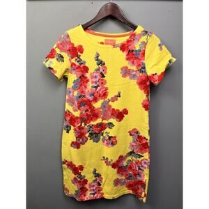 Joules Riviera Dress Women Size 8 Yellow Floral Short Sleeve Colorful Bright